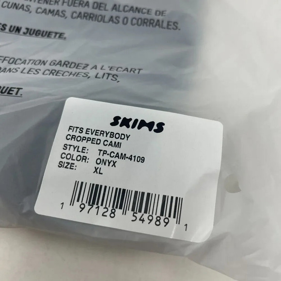 Skims Fits Everybody Cropped Cami Black Onyx Size XL Women's New Lightweight - Picture 4 of 7